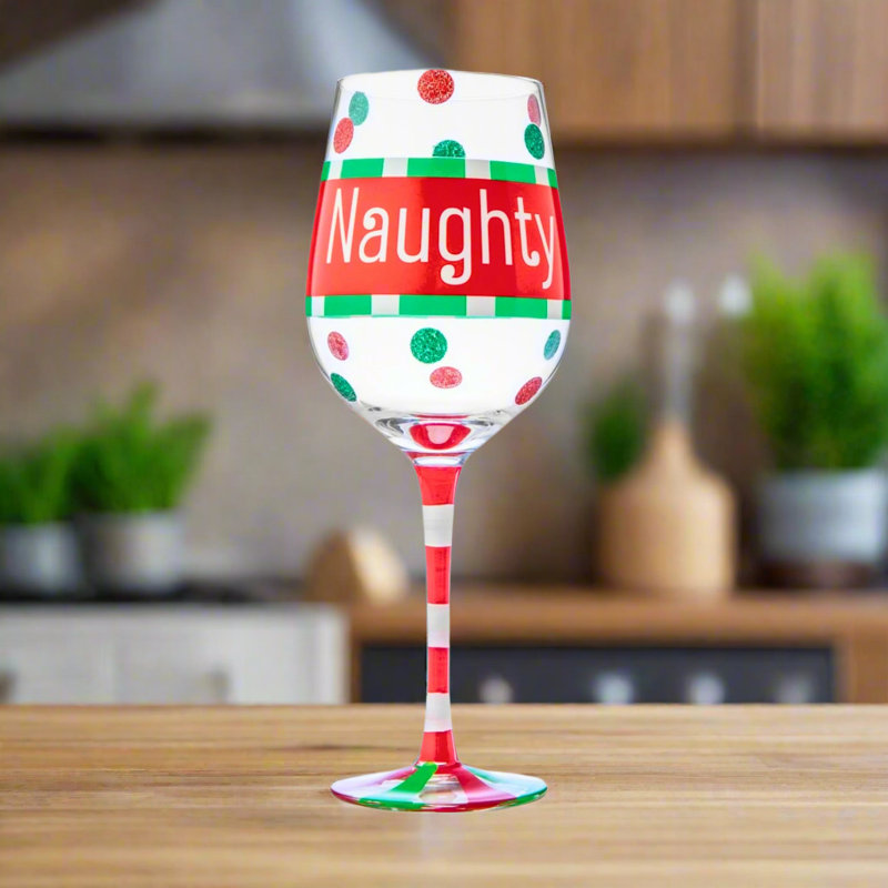 Godinger Silver Art Co Christmas Naughty Wine Glass | Wayfair